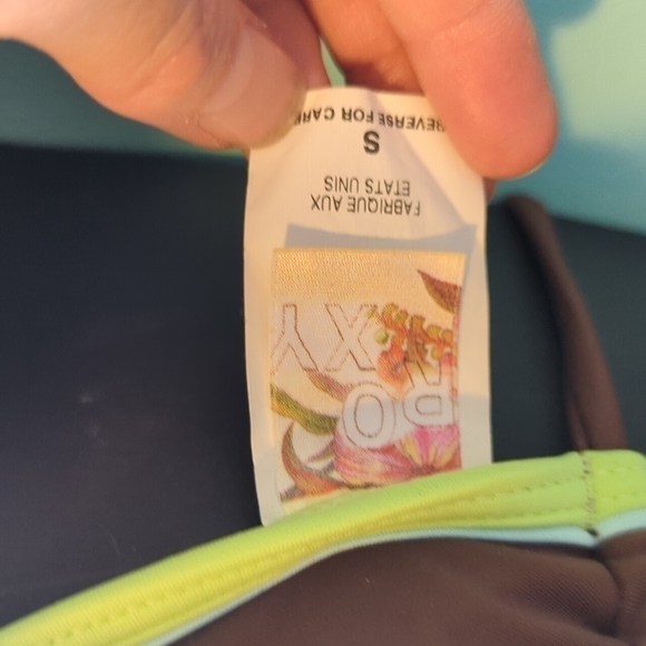 ROXY String Bikini Logo Padded Brown Green Blue Small - Picture 4 of 4